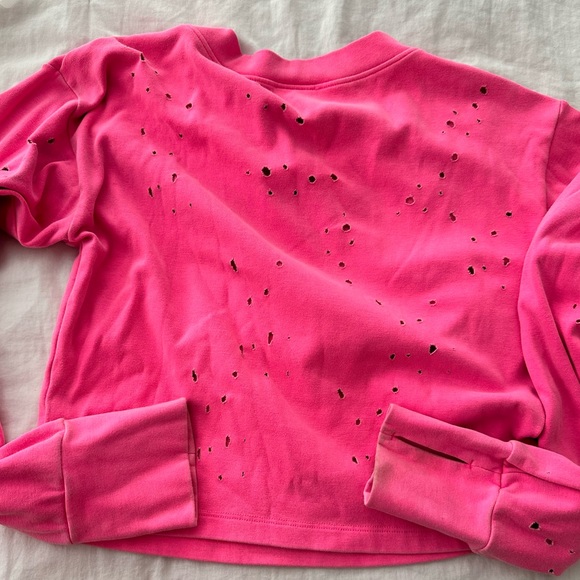 Bombshell Sportswear Pink Distressed Sweatshirt - Picture 4 of 5